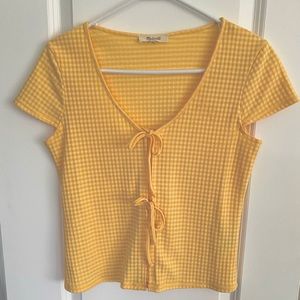 Madewell Gingham Bow-front Tee